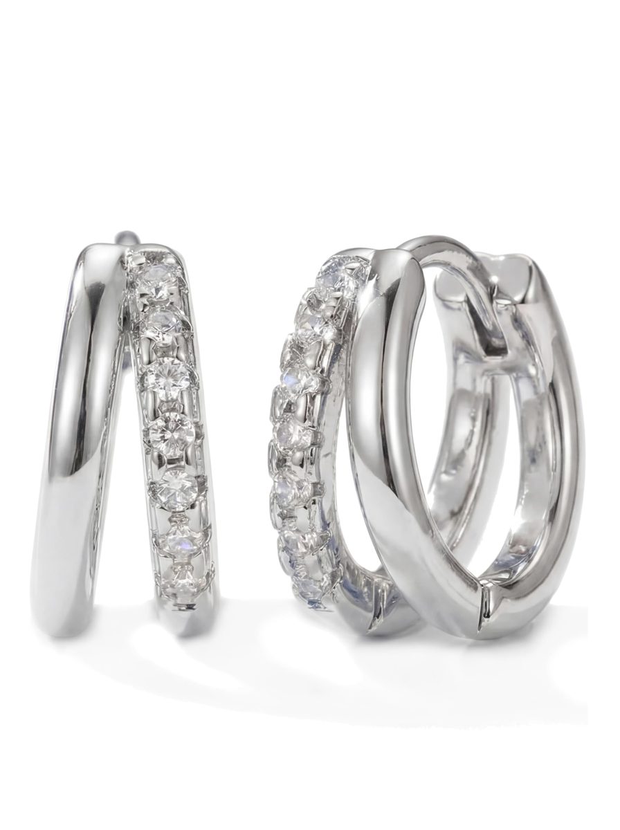 Trendy Silver Huggie Earrings