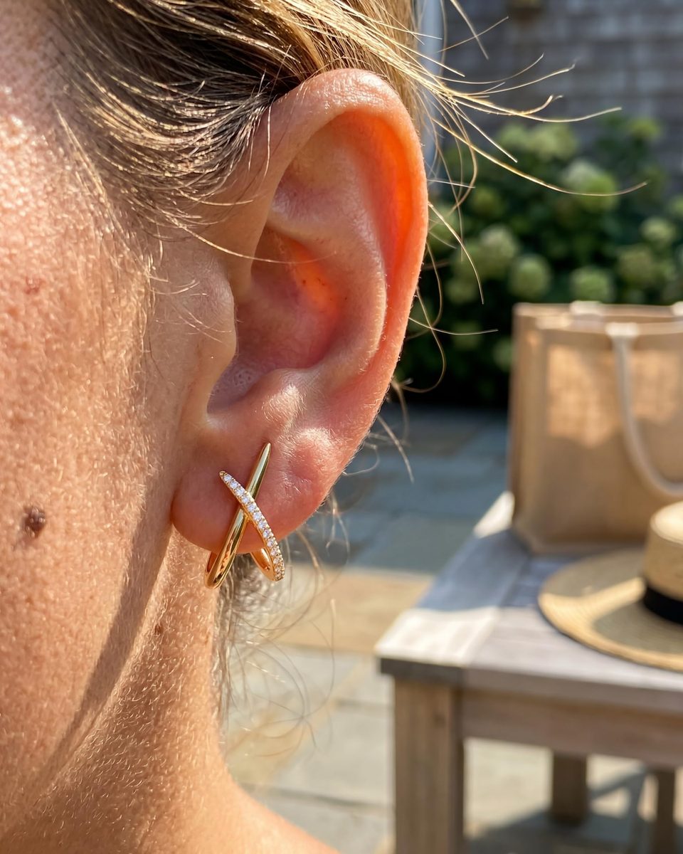 Dainty 14K Gold Stud Earrings – photo 2