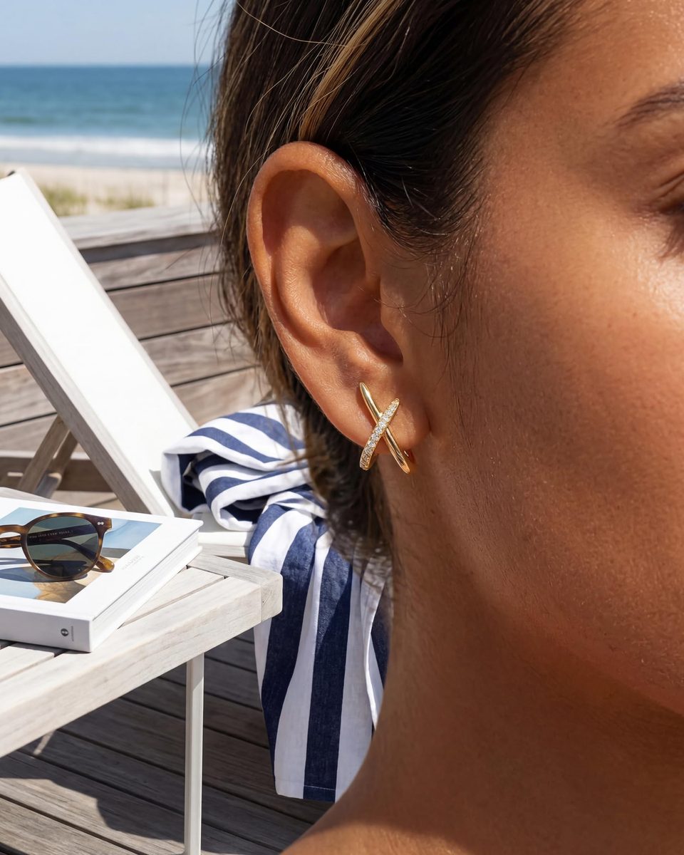 Dainty 14K Gold Stud Earrings – photo 4