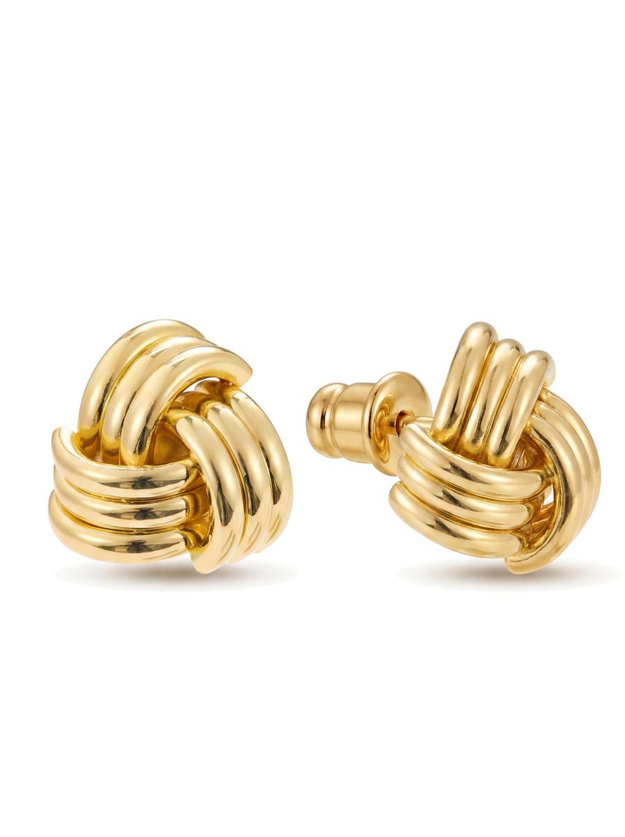 Trendy 14K Gold Stud Earrings