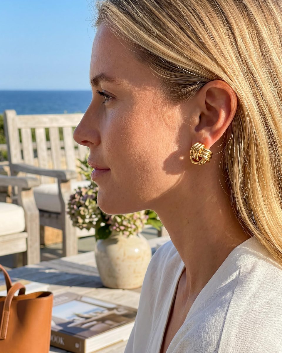 Trendy 14K Gold Stud Earrings – photo 2