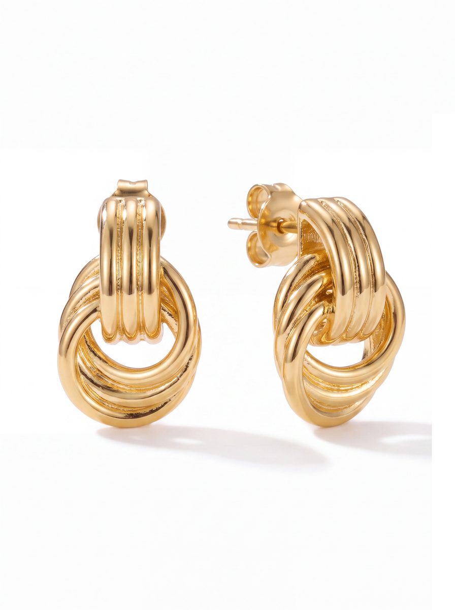 Trendy 14K Gold Stud Earrings