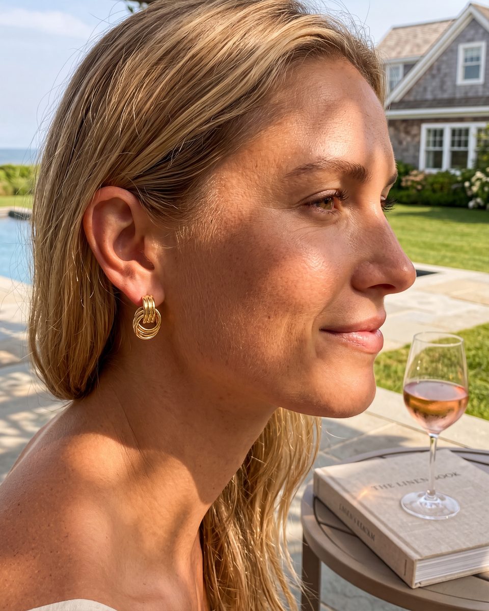 Trendy 14K Gold Stud Earrings – photo 2
