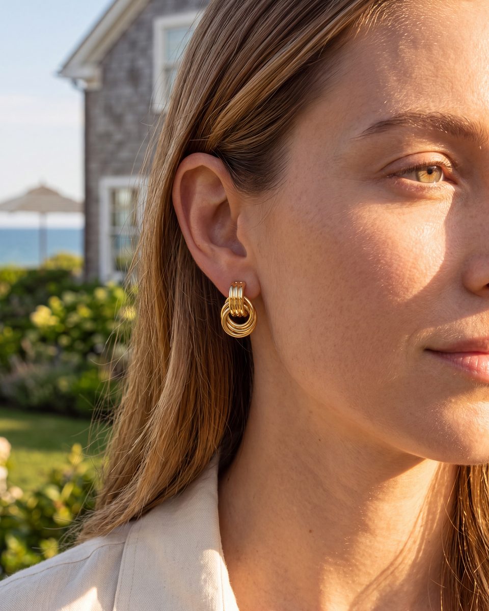 Trendy 14K Gold Stud Earrings – photo 3