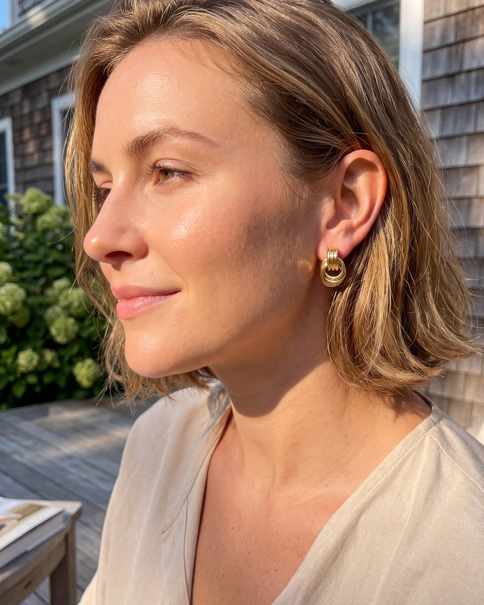 Trendy 14K Gold Stud Earrings – photo 4
