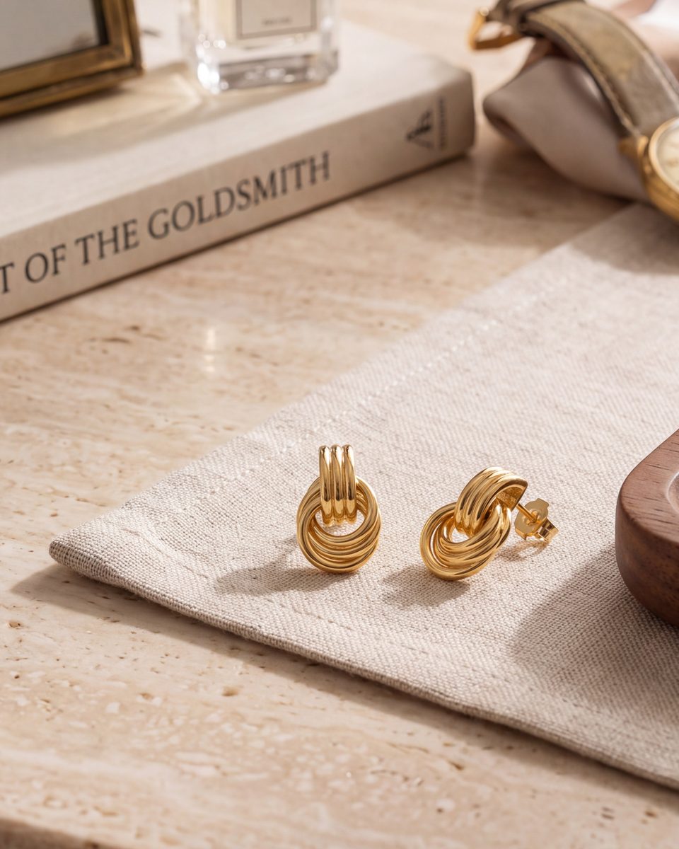 Trendy 14K Gold Stud Earrings – photo 9