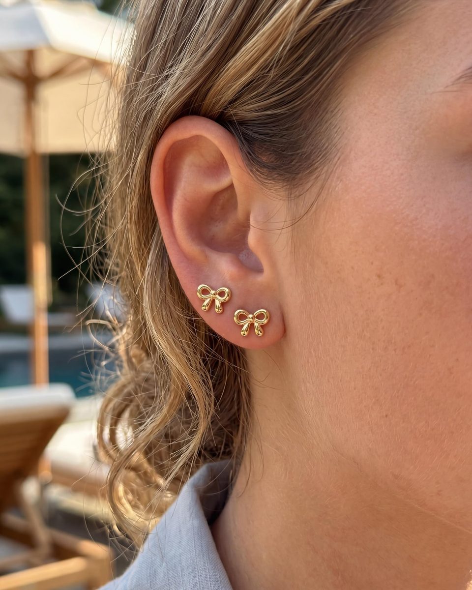 Trendy 14K Gold Stud Earrings – photo 2