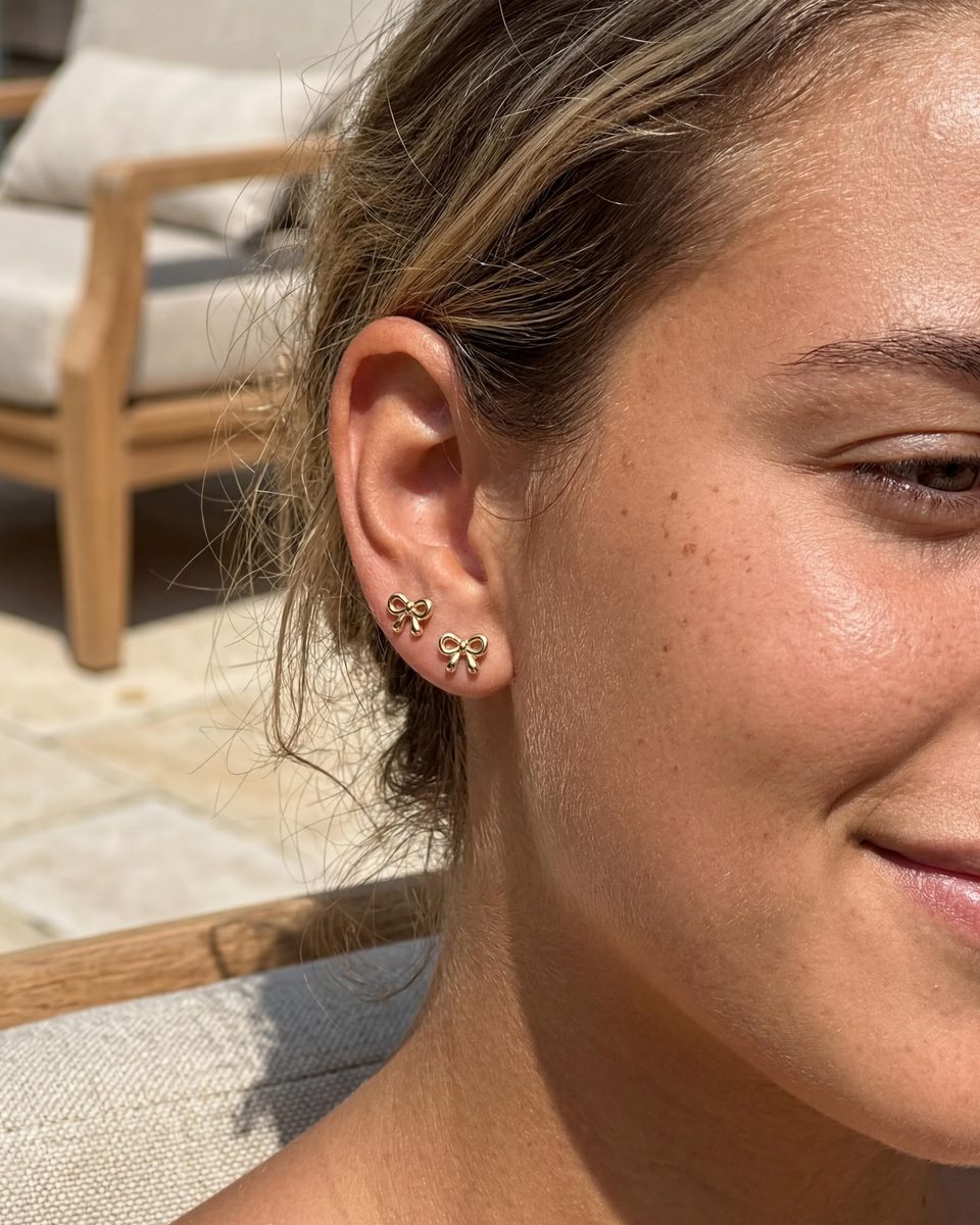 Trendy 14K Gold Stud Earrings – photo 4