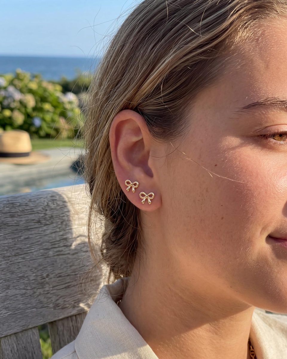 Trendy 14K Gold Stud Earrings – photo 7