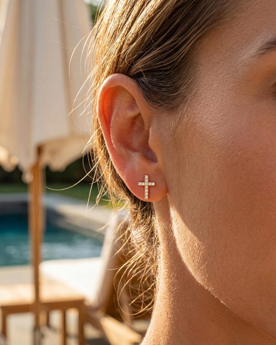 Dainty 14K Gold Stud Earrings – photo 2