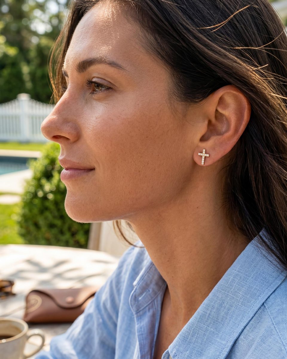 Dainty 14K Gold Stud Earrings – photo 3