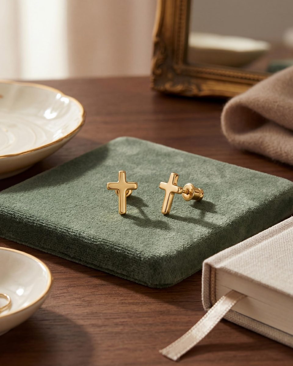 Trendy 14K Gold Stud Earrings – photo 6