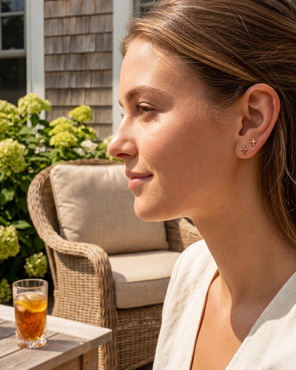 Trendy 14K Gold Stud Earrings – photo 8