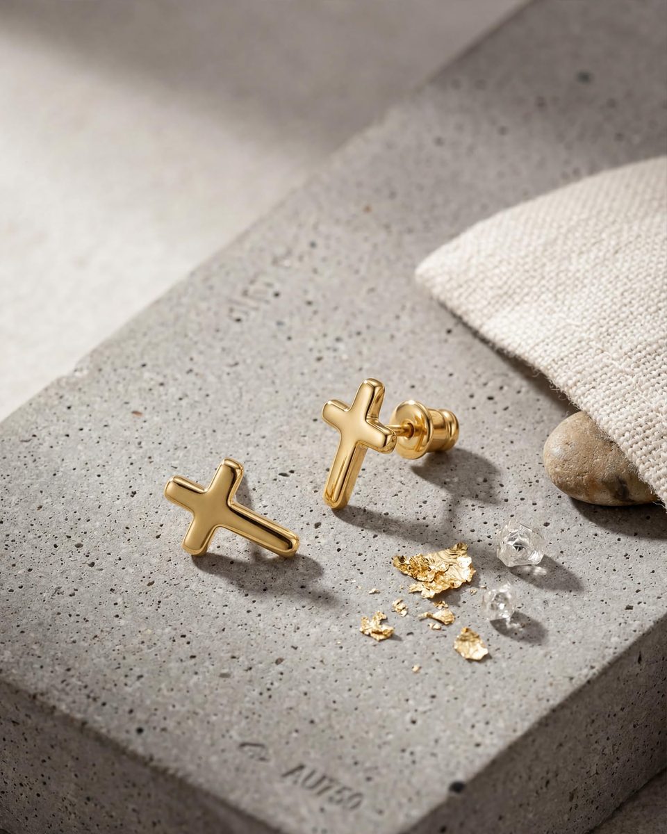 Trendy 14K Gold Stud Earrings – photo 9