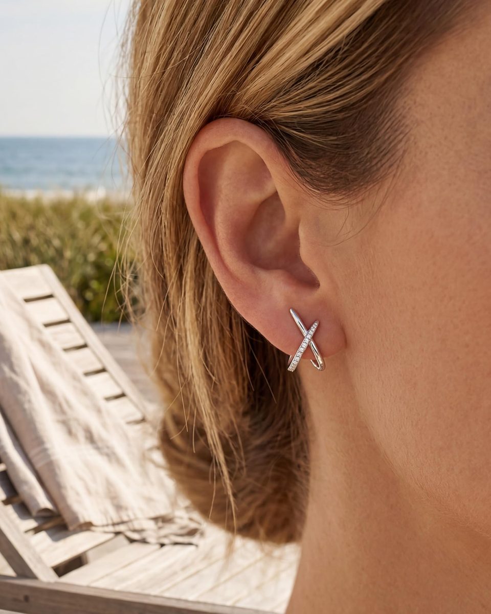 Dainty Silver Stud Earrings – photo 2