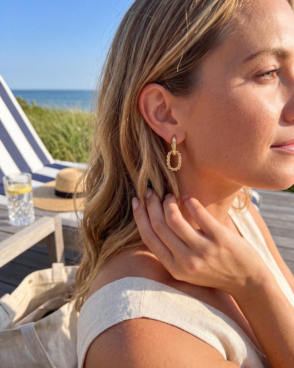 Dainty 14K Gold Dangle Earrings – photo 2