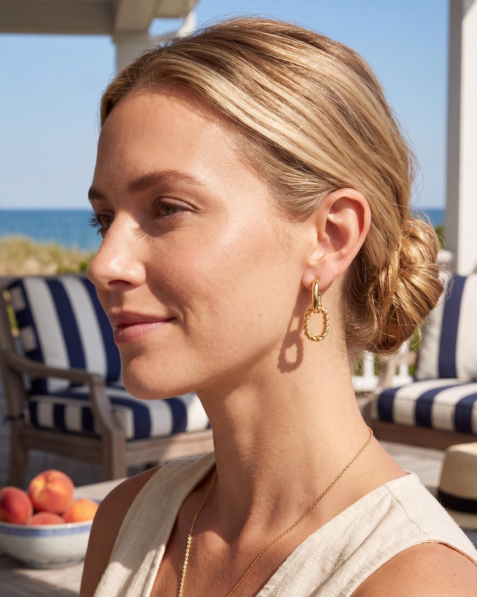 Dainty 14K Gold Dangle Earrings – photo 3