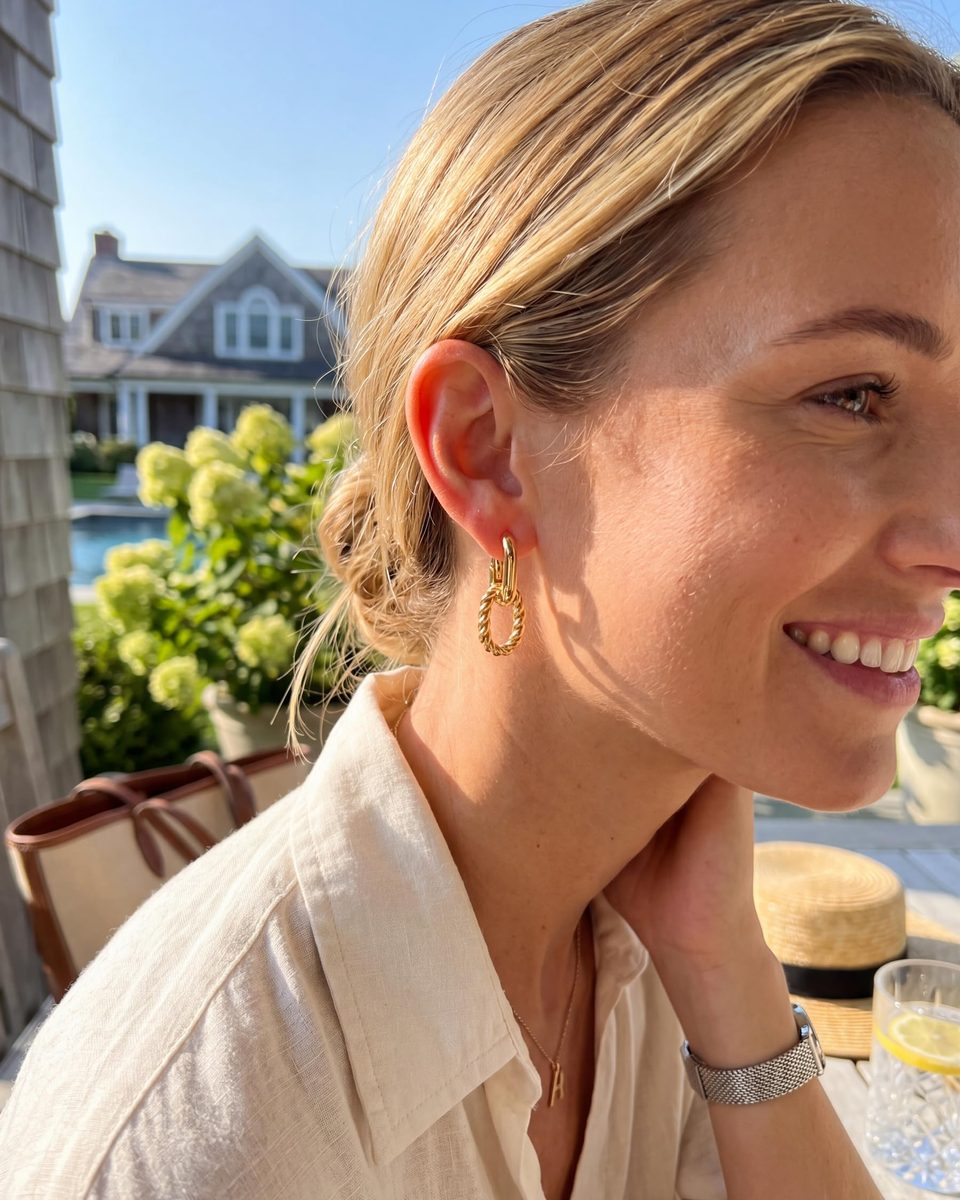 Dainty 14K Gold Dangle Earrings – photo 4