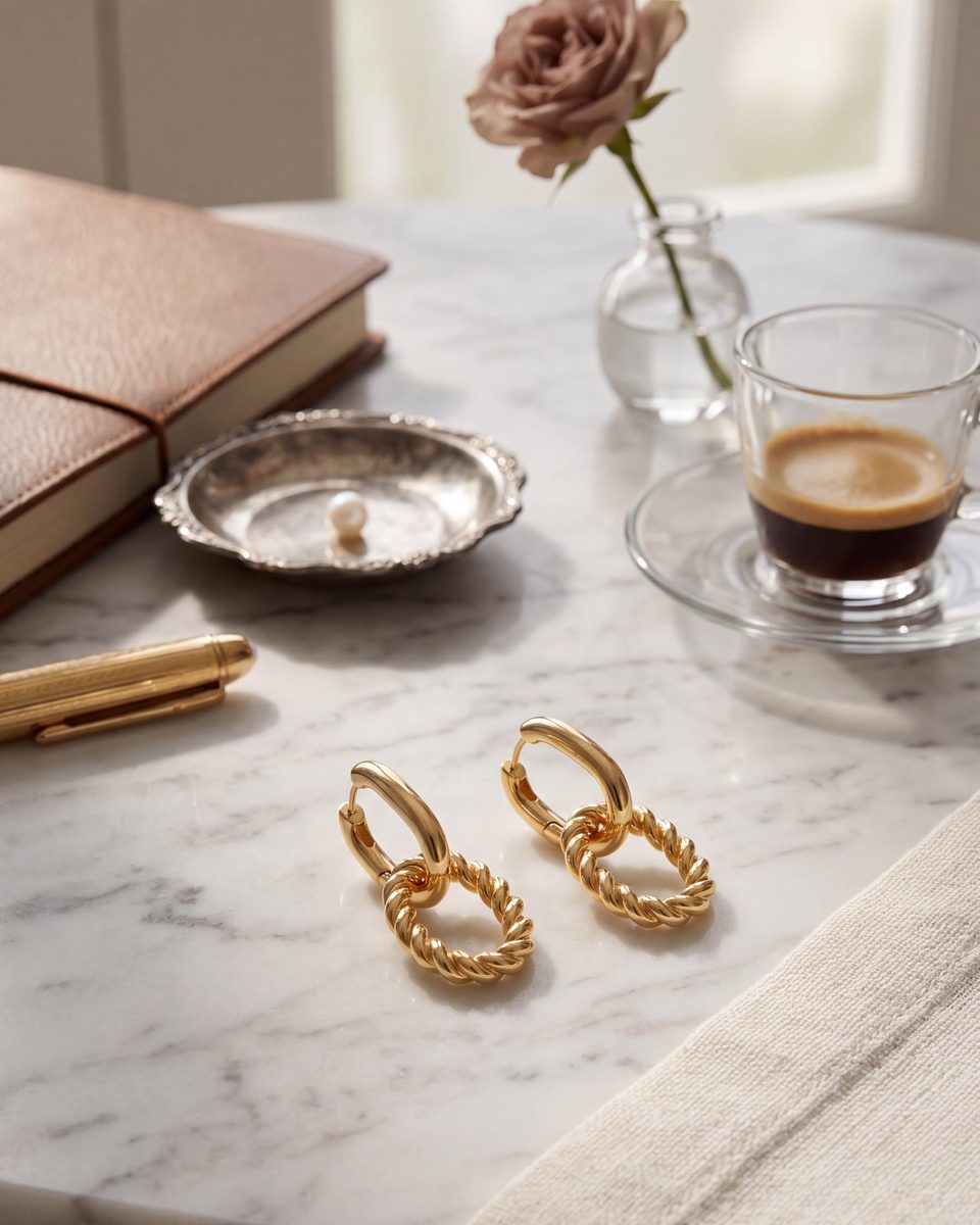 Dainty 14K Gold Dangle Earrings – photo 5