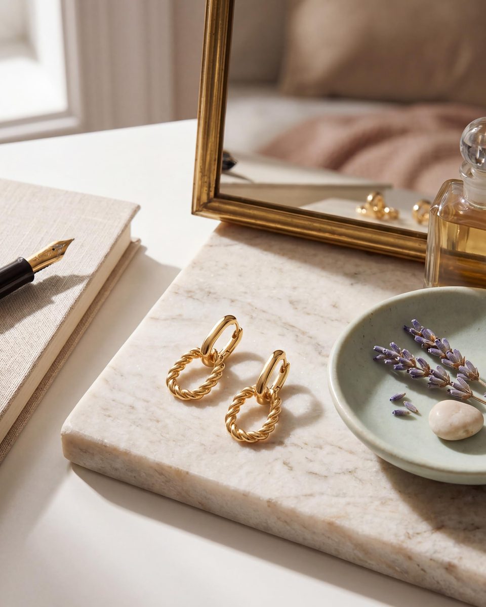 Dainty 14K Gold Dangle Earrings – photo 6