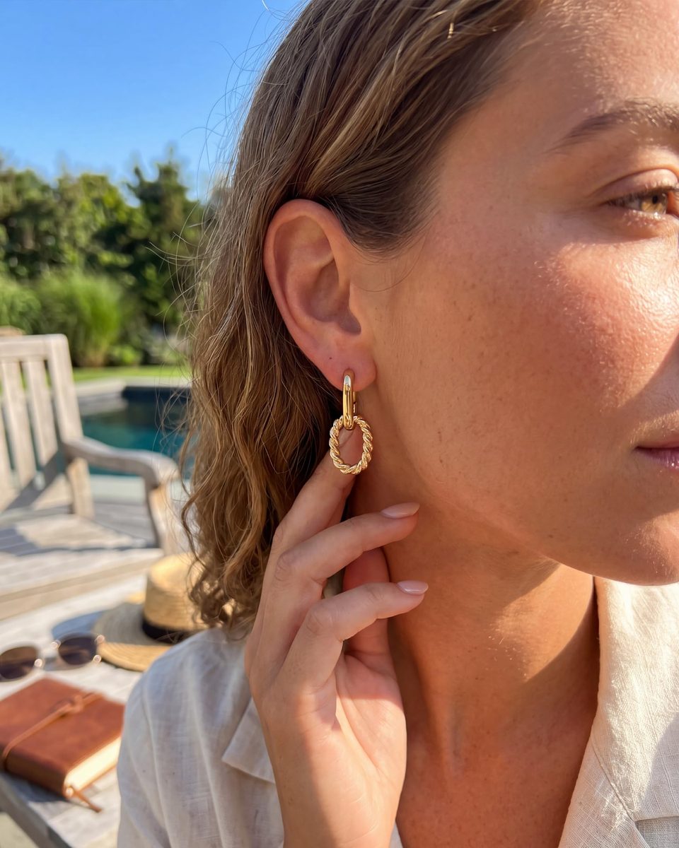 Dainty 14K Gold Dangle Earrings – photo 8