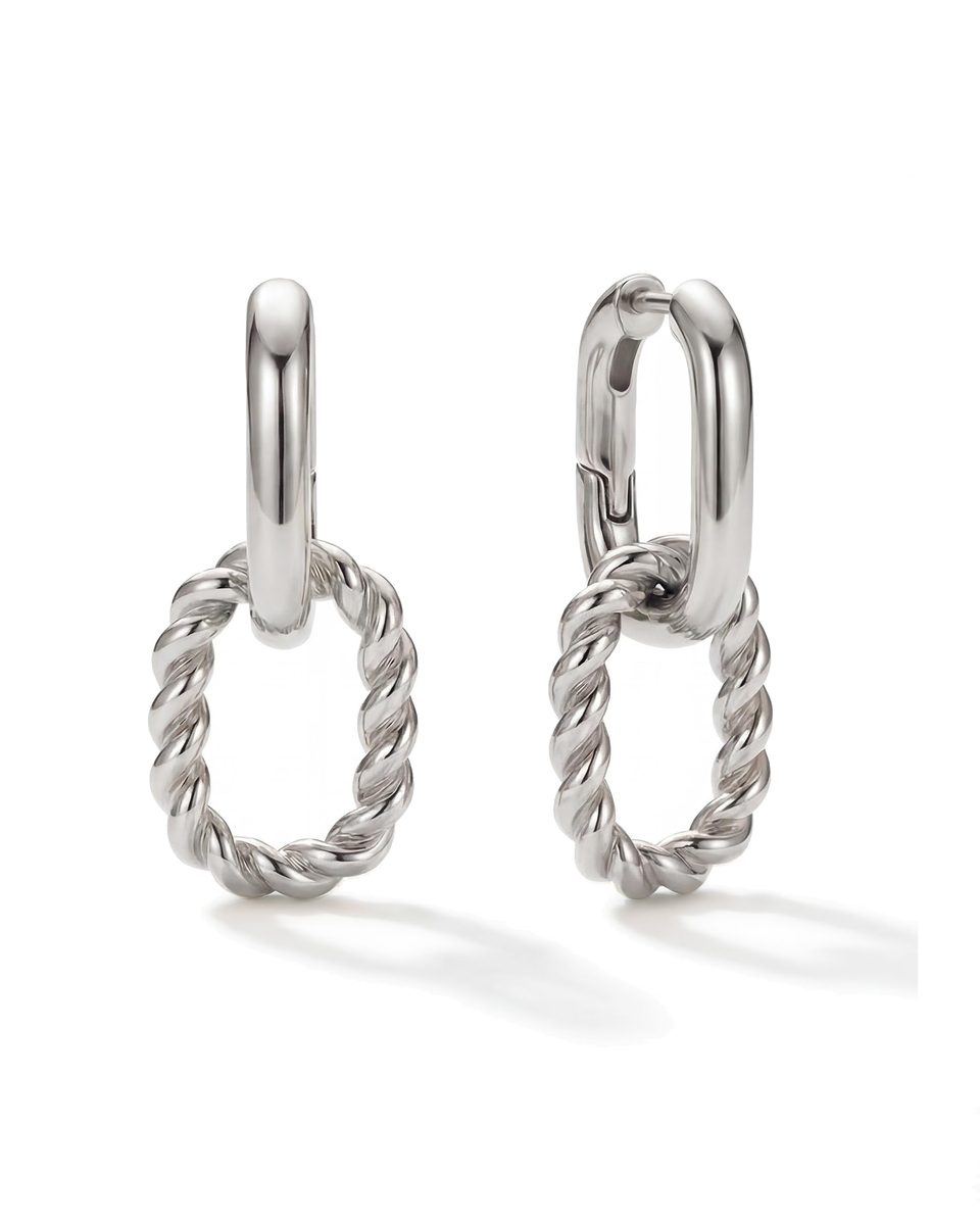 Trendy Silver Huggie Earrings