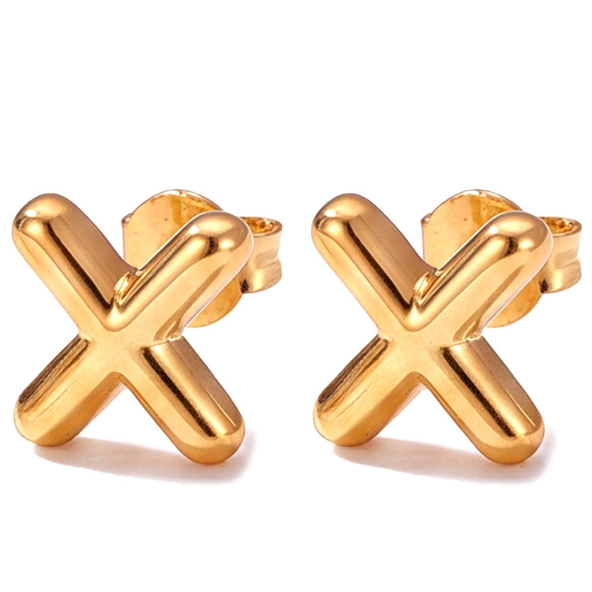 Trendy 14K Gold Stud Earrings