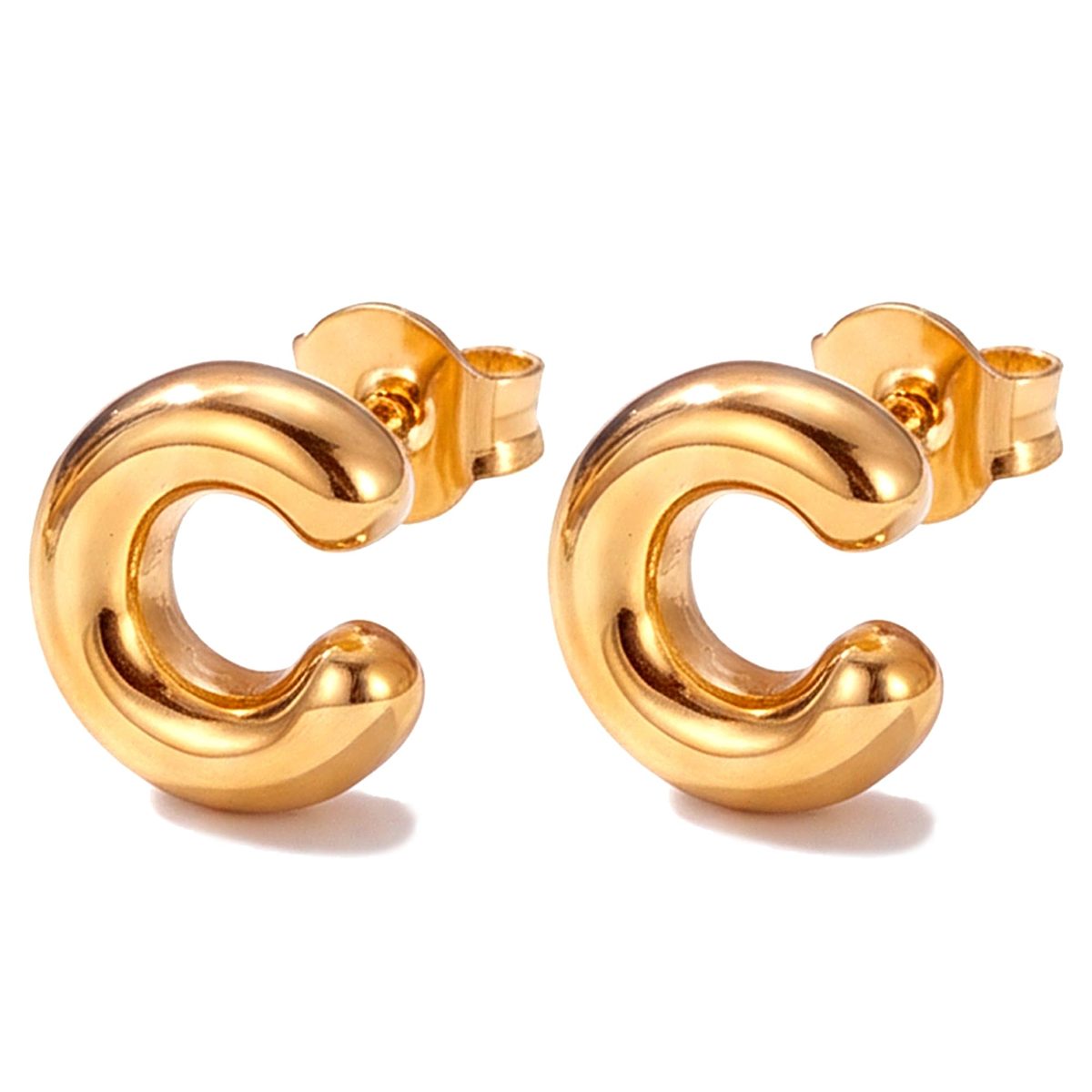 Trendy 14K Gold Stud Earrings