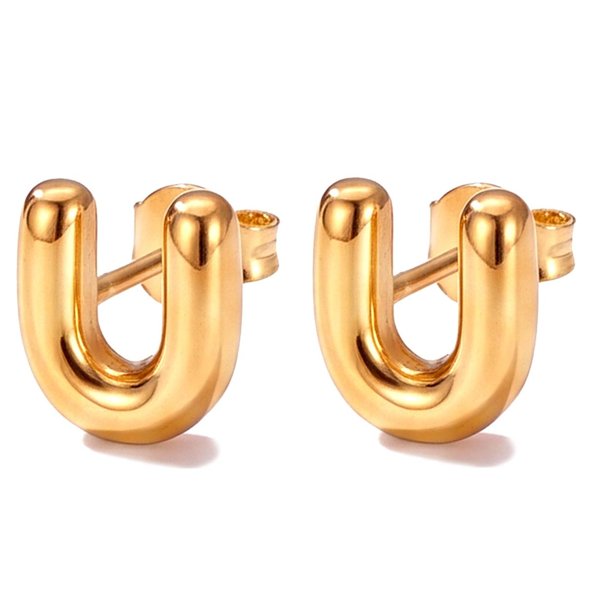 Trendy 14K Gold Stud Earrings