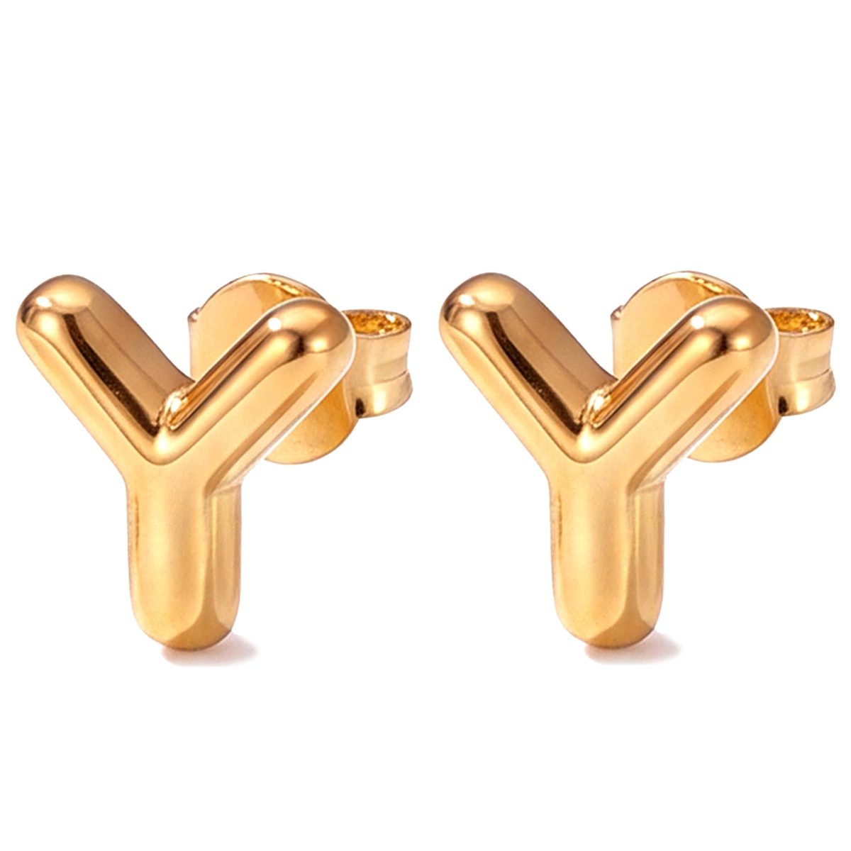 Trendy 14K Gold Stud Earrings