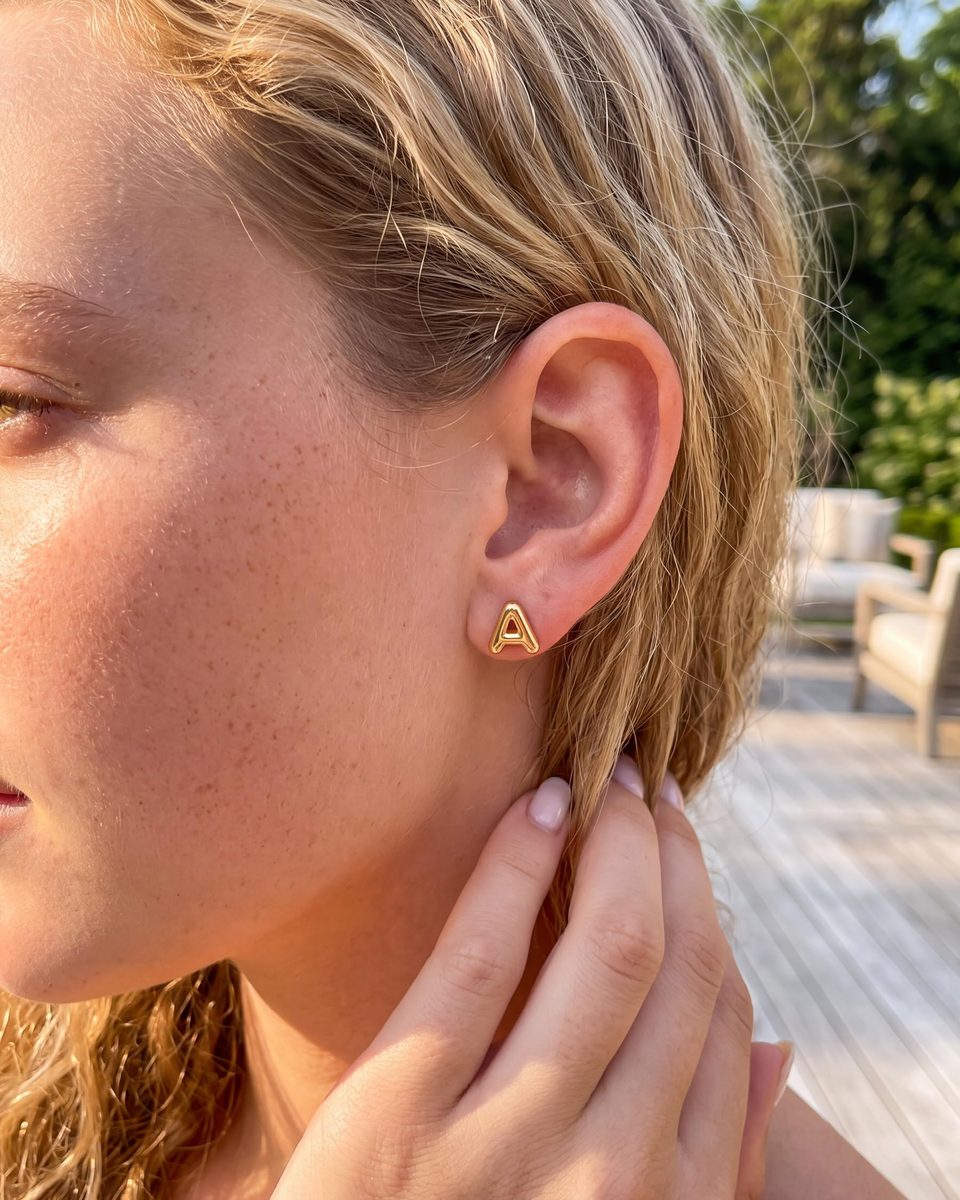 Trendy 14K Gold Stud Earrings – photo 2