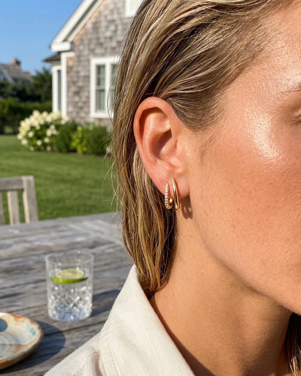 Dainty 14K Gold Stud Earrings – photo 2