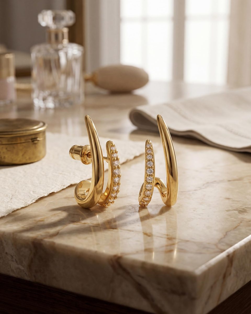 Dainty 14K Gold Stud Earrings – photo 6