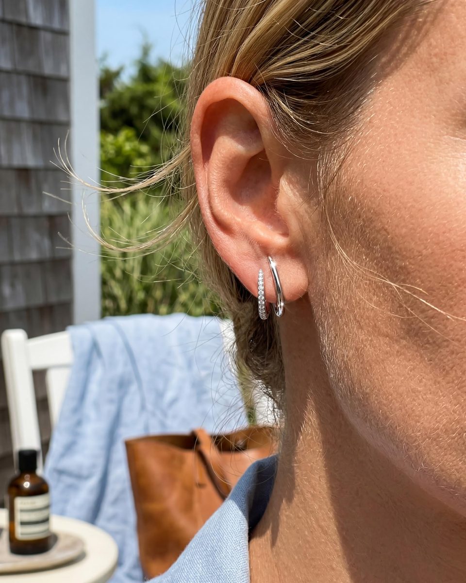 Dainty Silver Stud Earrings – photo 2