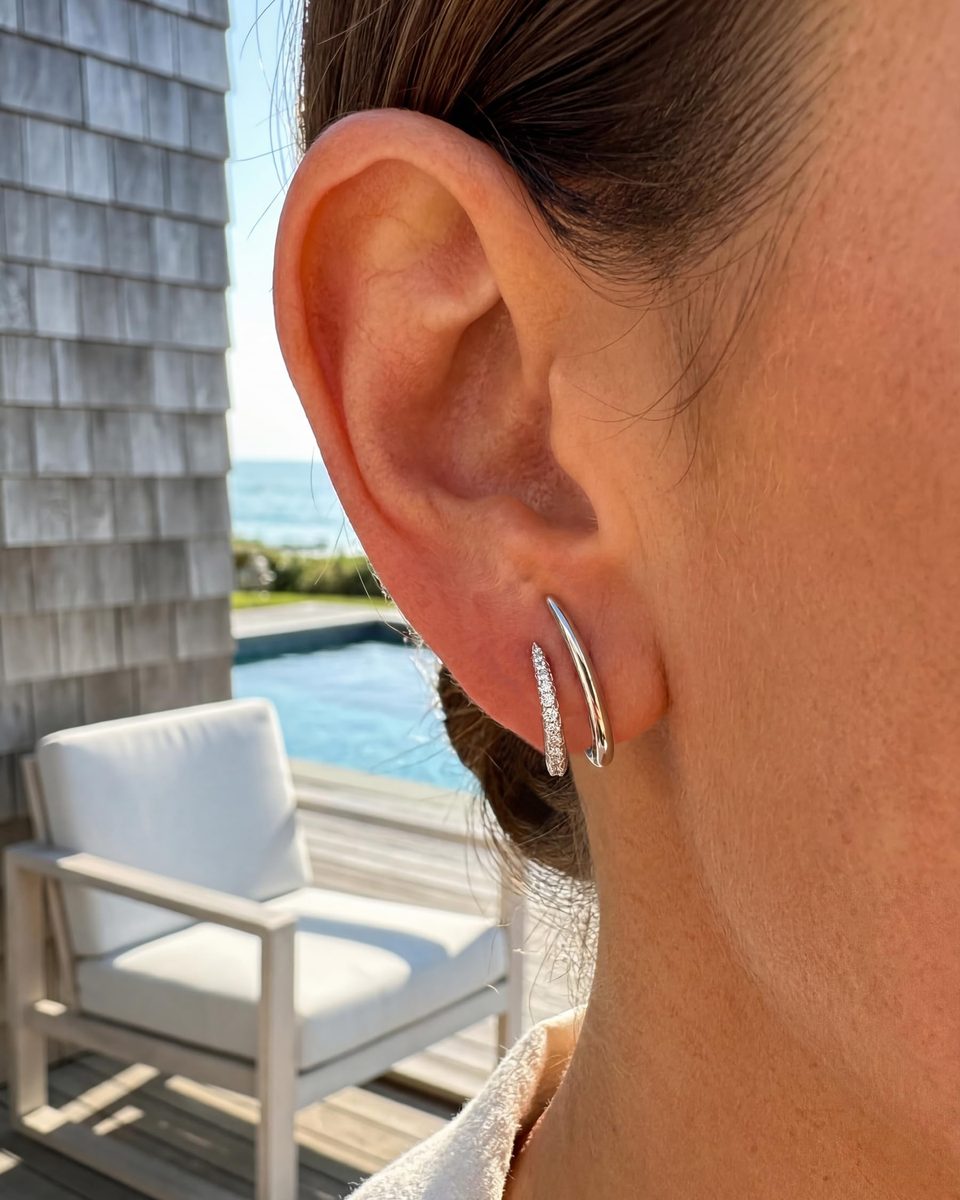 Dainty Silver Stud Earrings – photo 3