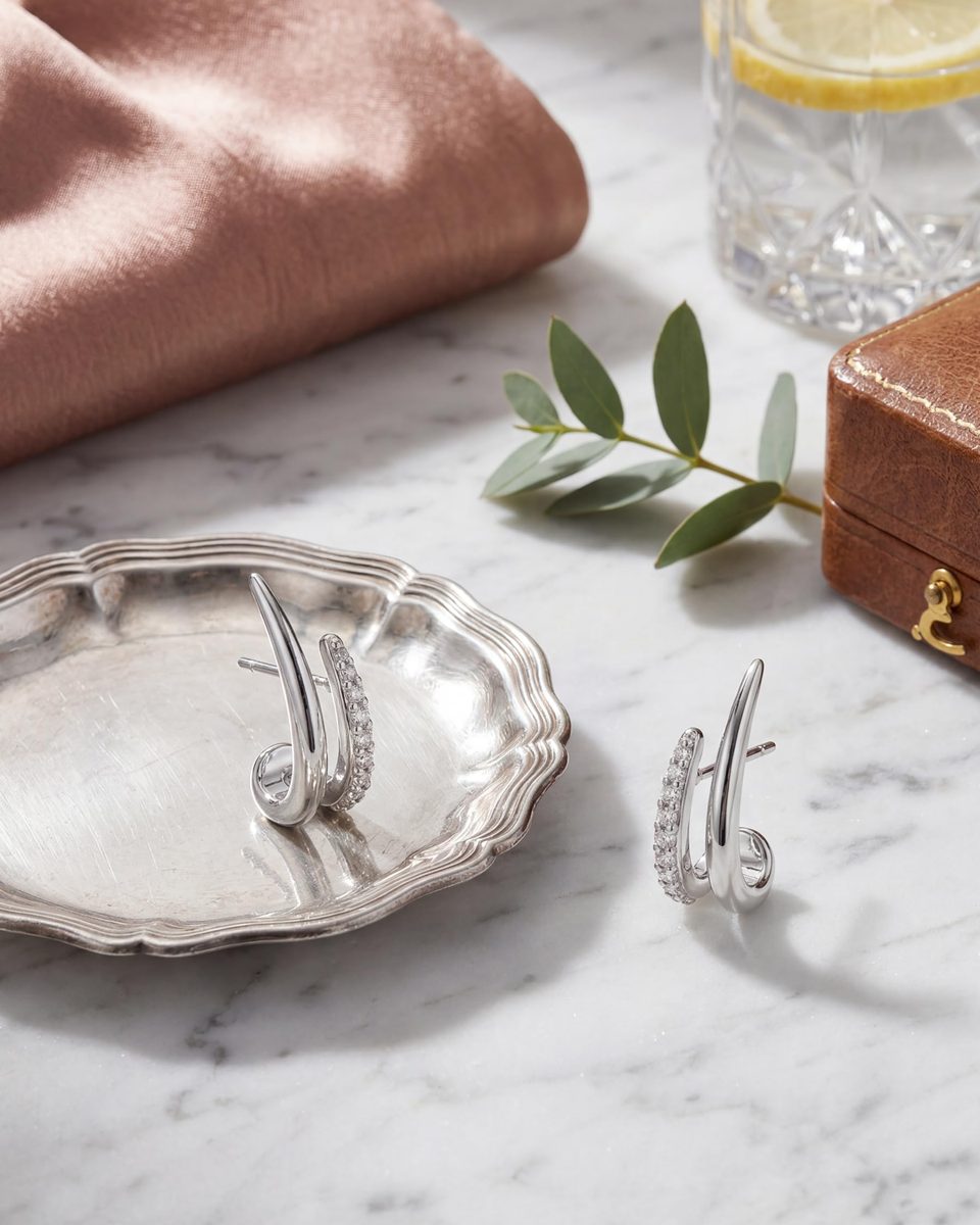 Dainty Silver Stud Earrings – photo 5
