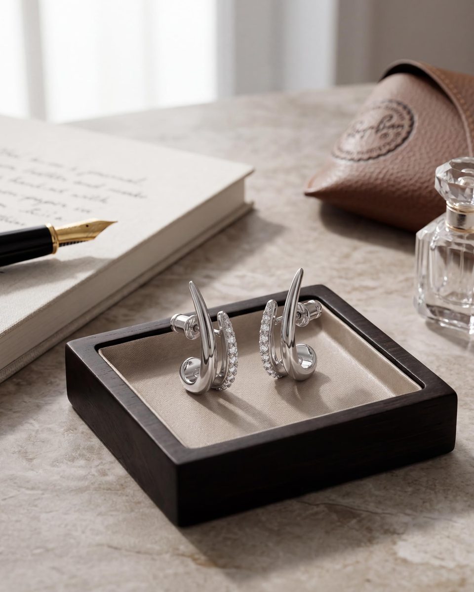 Dainty Silver Stud Earrings – photo 8