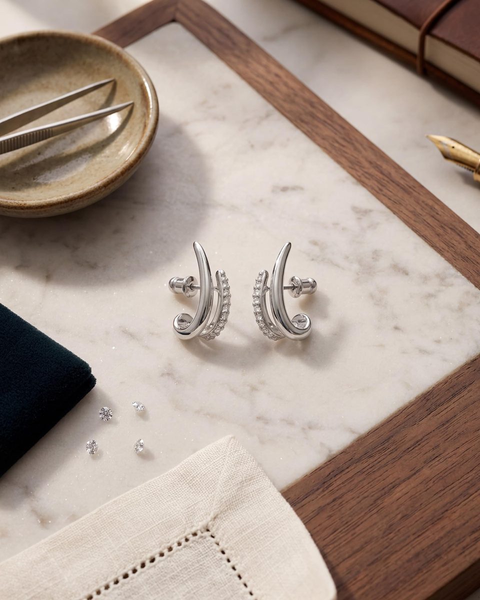Dainty Silver Stud Earrings – photo 9