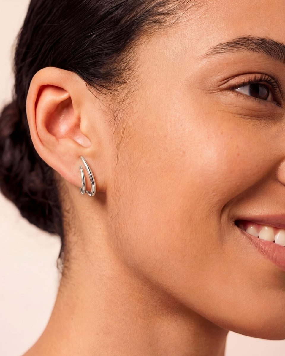 Dainty Silver Stud Earrings – photo 4