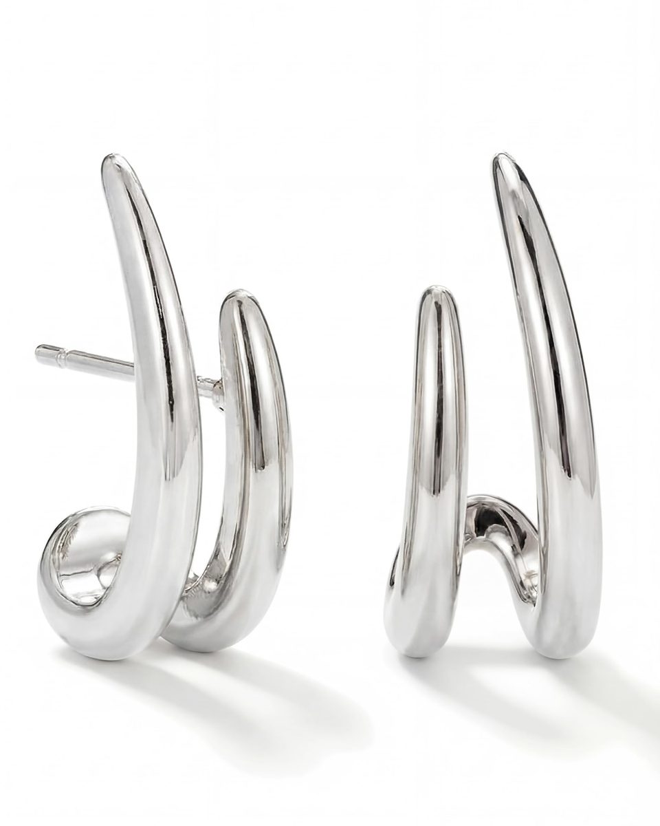 Dainty Silver Stud Earrings – photo 7