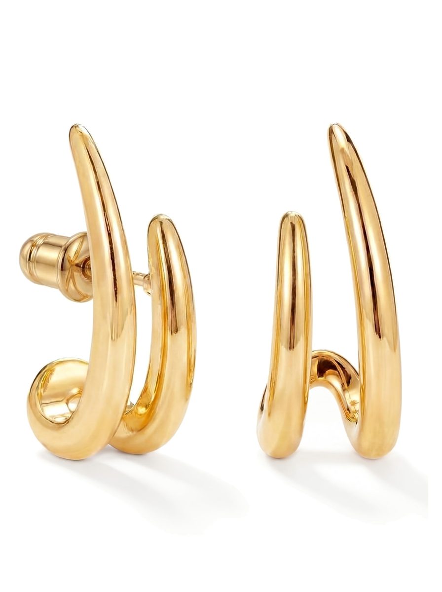 Trendy 14K Gold Stud Earrings