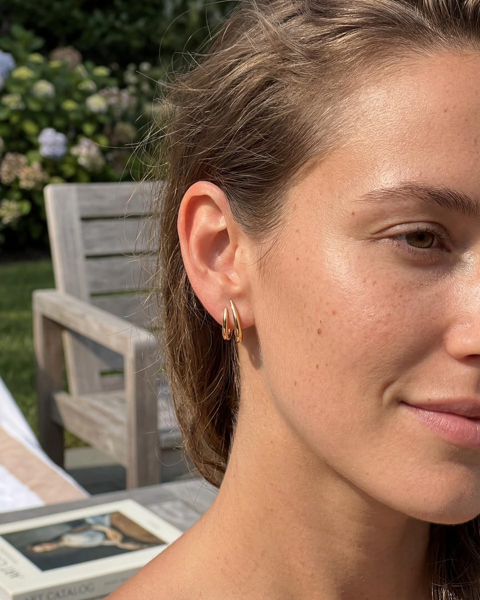 Trendy 14K Gold Stud Earrings – photo 4