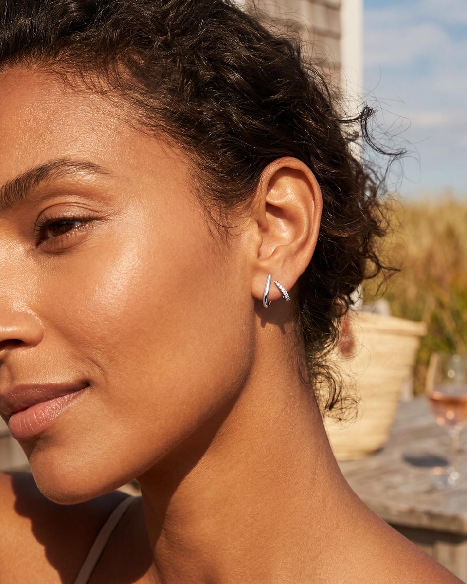Dainty Silver Stud Earrings – photo 2