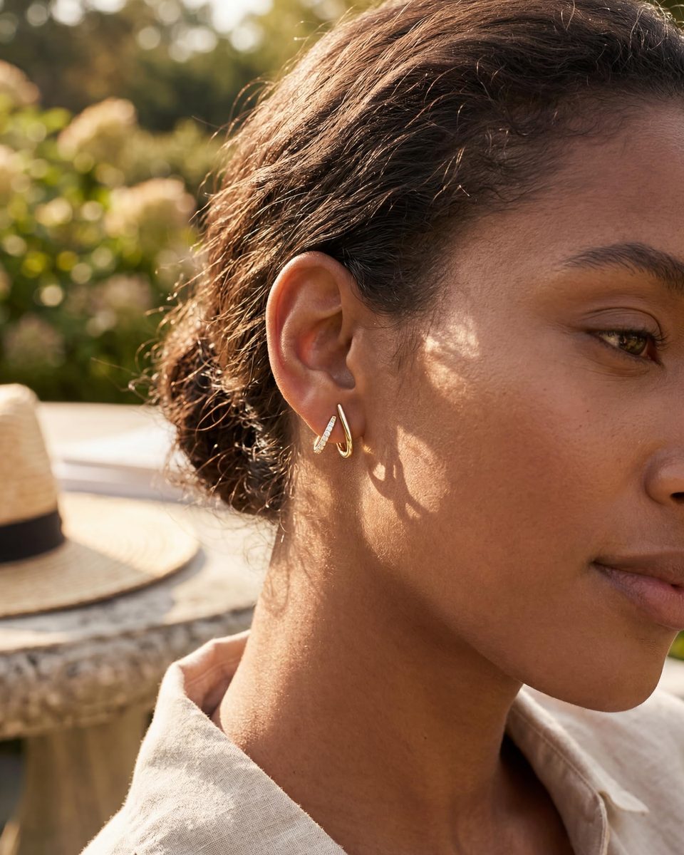 Trendy 14K Gold Stud Earrings – photo 2