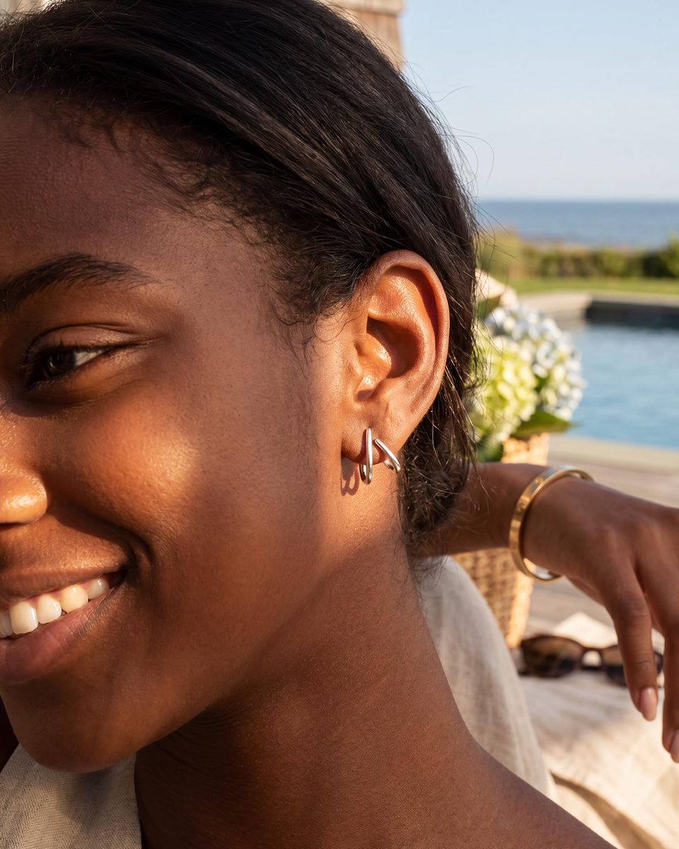 Dainty Silver Stud Earrings – photo 2