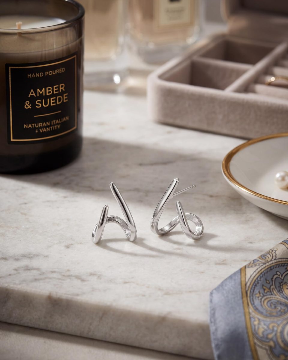 Dainty Silver Stud Earrings – photo 5