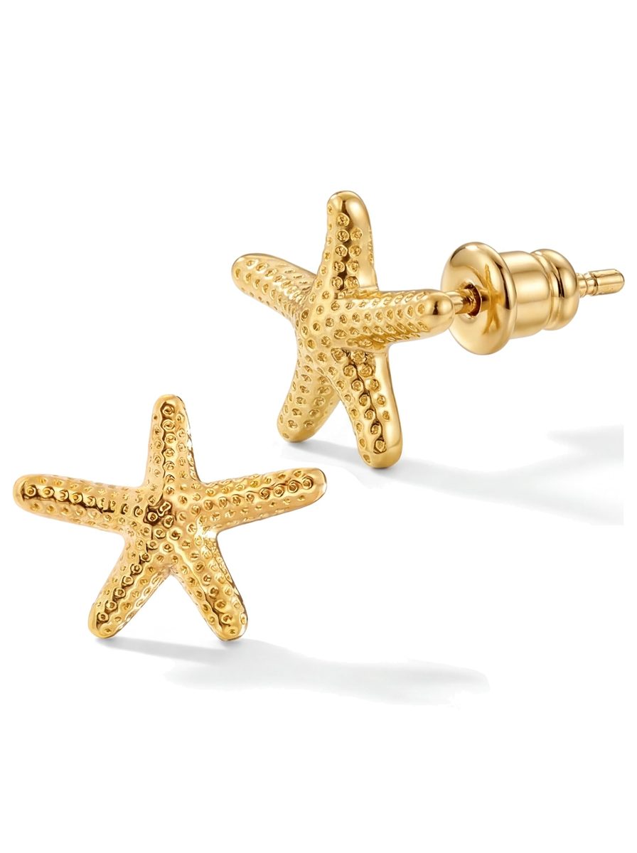 Trendy 14K Gold Stud Earrings