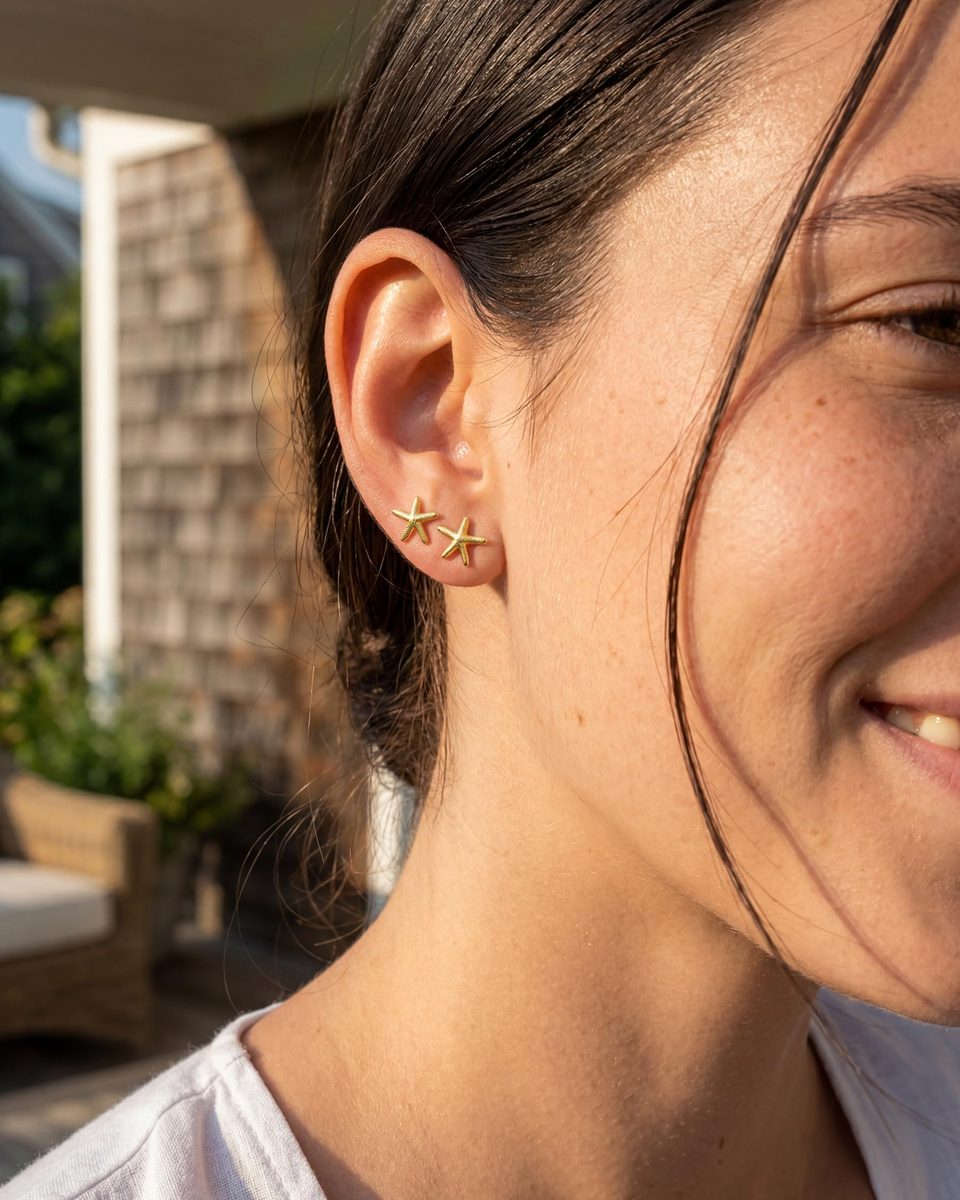 Trendy 14K Gold Stud Earrings – photo 2