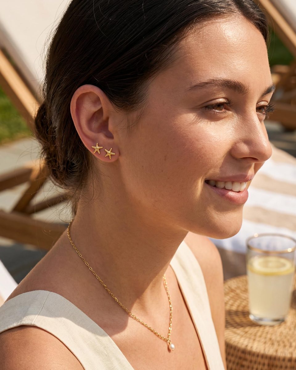 Trendy 14K Gold Stud Earrings – photo 3