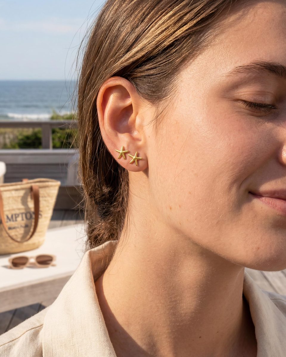 Trendy 14K Gold Stud Earrings – photo 4